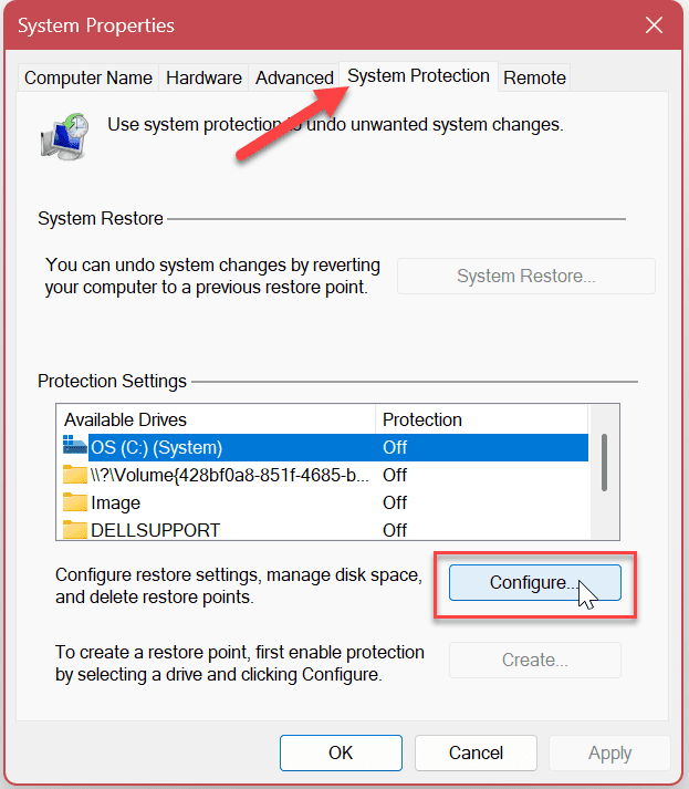 Системна защита за дискове в Windows 11