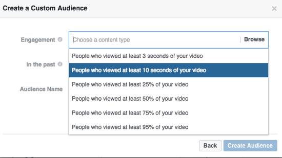 Свийте вашата персонализирана аудитория във Facebook по процент гледано видео.