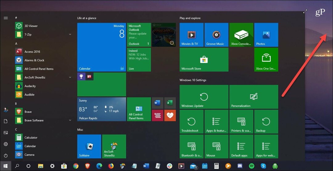 Как да преоразмерите менюто "Старт" на Windows 10