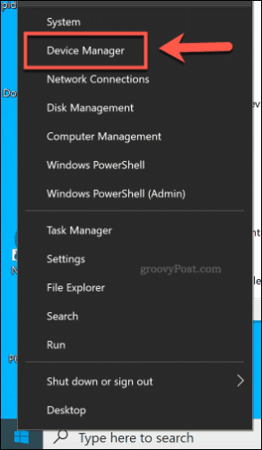 Достъп до диспечер на устройства от менюто "Старт" в Windows 10
