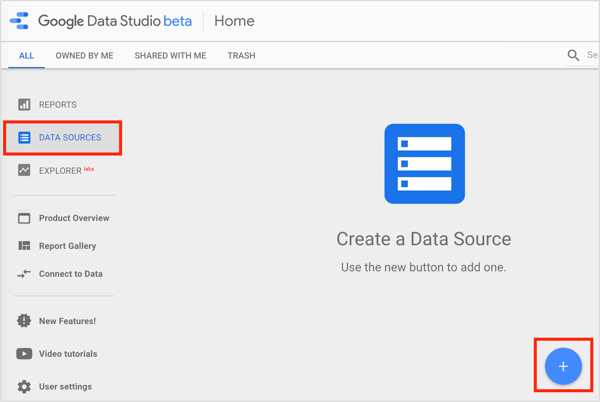 Отворете раздела Източници на данни и щракнете върху бутона + вдясно.