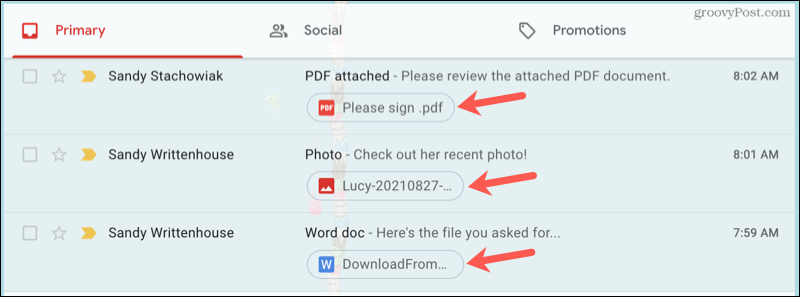 Преглед на прикачени файлове във входящата поща на Gmail