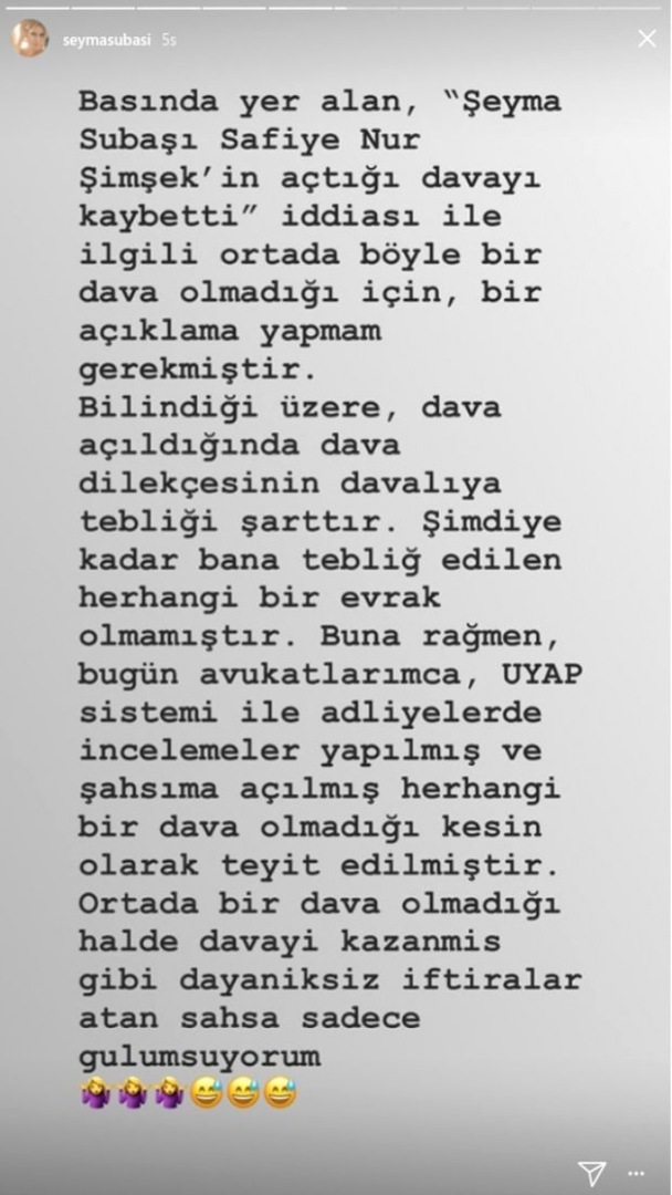 Отговорът на Şeyma Subaşı на твърденията на Safiye Nur Şimsek!