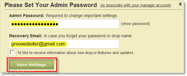как да зададете администраторска парола drop.io