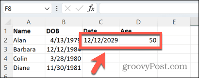 резултат от конкретна дата в Excel