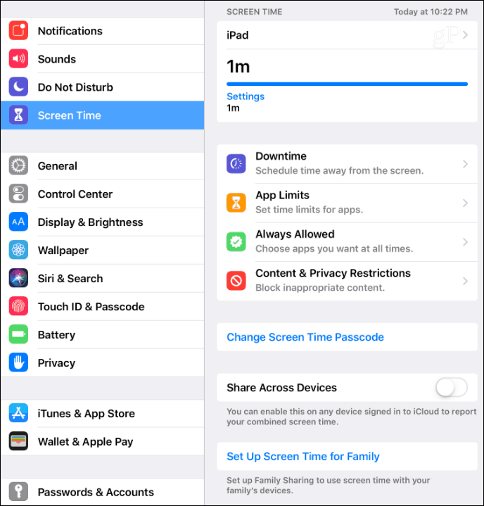 Настройки за време на екрана iOS 12
