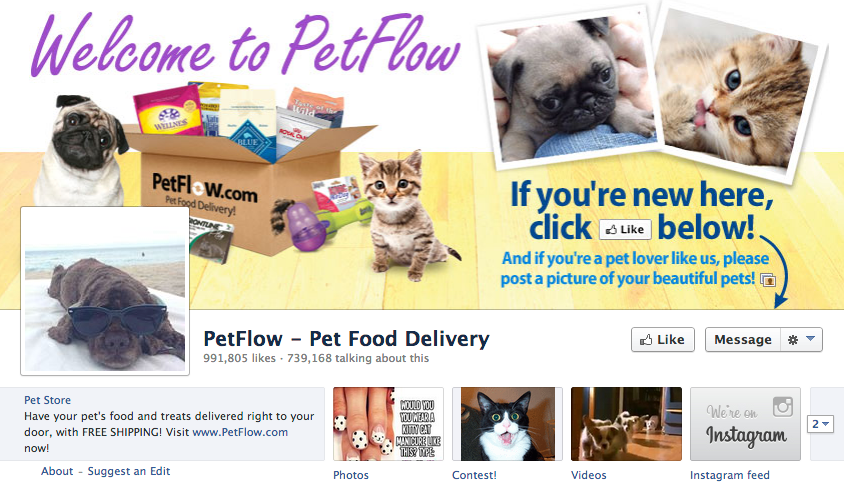 страница на petflow във facebook