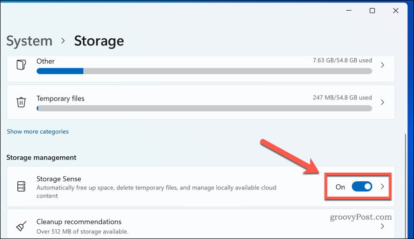Активиране на Storage Sense в Windows 11