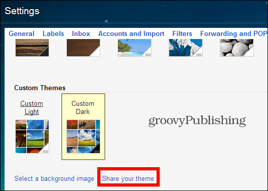Персонализираните теми на Gmail споделят вашата тема