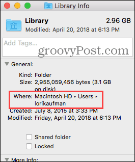 Местоположение на папката на библиотеката на Mac