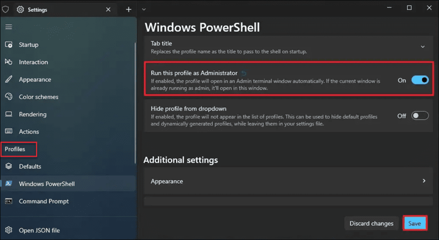 отворете powershell като администратор на Windows 11