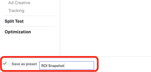 създайте персонализиран отчет за моментна снимка на ROI във Facebook Ads Manager, стъпка 8