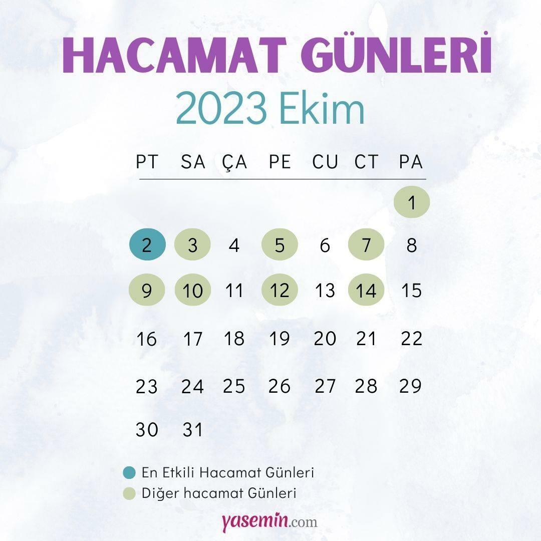Календар на дните на хакамат за октомври 2023 г