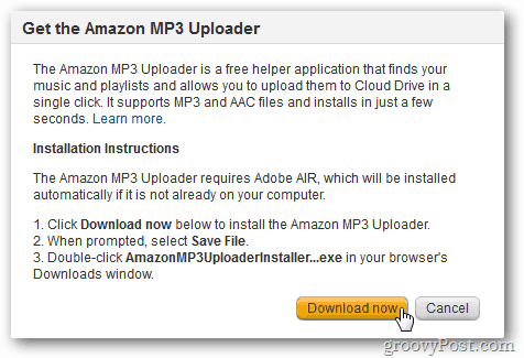 Инсталирайте Amazon MP3 Uploader