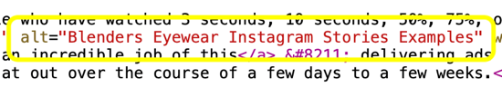 Как да добавите алтернативен текст към публикации в Instagram, пример за алтернативен текст в html код