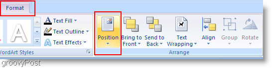 Позиция за промяна на Microsoft Word 2007