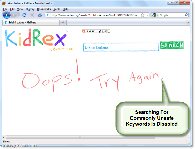 блокирайте лошите думи да бъдат търсени с kidrex
