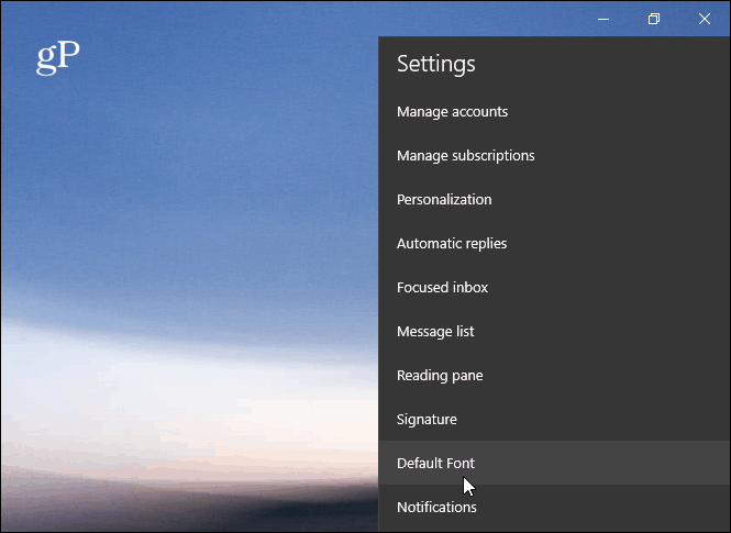 Шрифт по подразбиране Windows 10 Mail App