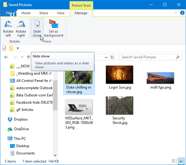 1 слайдшоу Windows 10