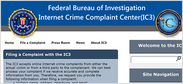 Ако някой се представя за вашия бизнес, подайте сигнал за измамна дейност в Центъра за жалби на Интернет за престъпления на ФБР.