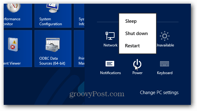Бутон за захранване Windows 8