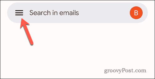 Докоснете иконата на менюто на Gmail в Gmail Mobile