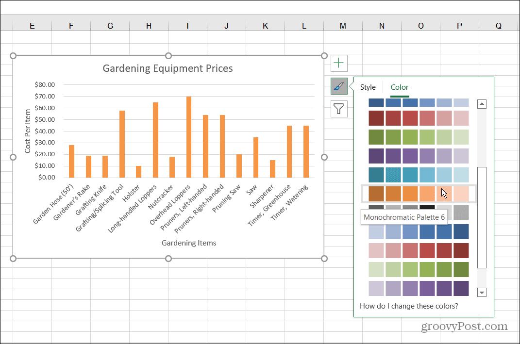 Промяна на стила на цвета на лентата на Excel