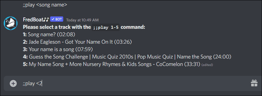 изберете песен fredboat music bot discord