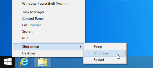 Изключване на Windows 8.1 Бутон за стартиране
