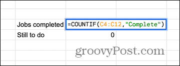 google sheets countif формула с персонализирани стойности