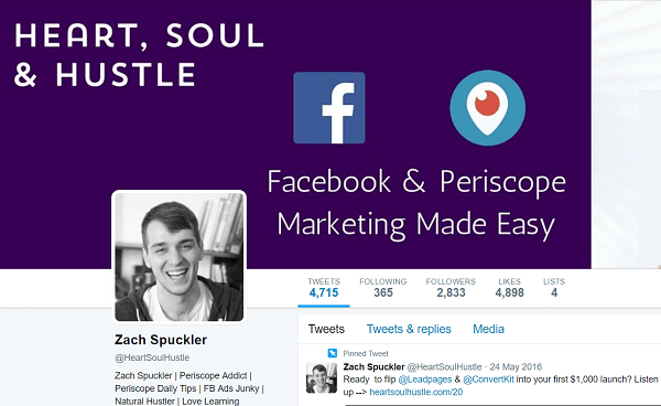 Вместо да преподава неща, които работят на теория, Зак споделя опита си с рекламите във Facebook в Heart, Soul & Hustle.