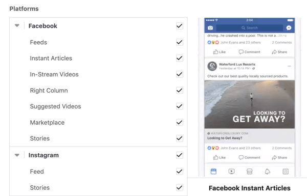 Опции за поставяне на кампания във Facebook