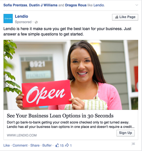 facebook страница като рекламен пример