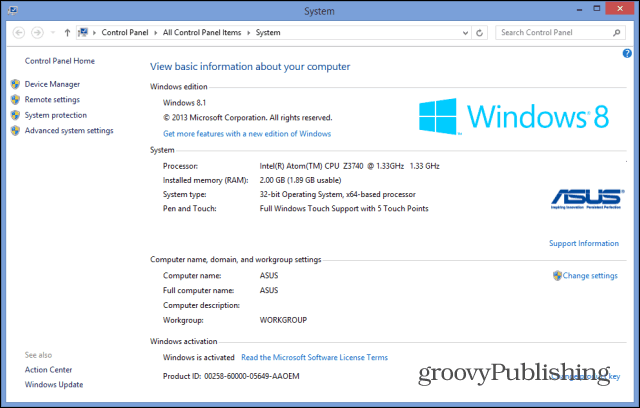 индекс на опита на Windows 8.1