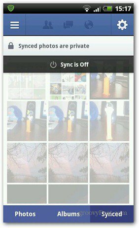 Синхронизирането на снимки във Facebook е изключено