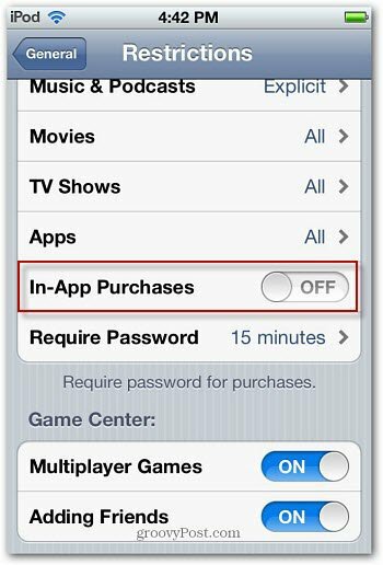 Как да деактивирате покупките в приложения в iPhone / iPod Touch