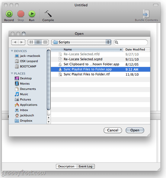 AppleScript Editor - SugarSync и iTunes