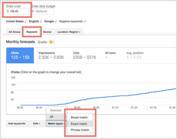 План за преглед на Google Планер за ключови думи