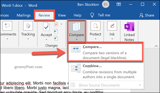 Сравняване на два документа на Microsoft Word