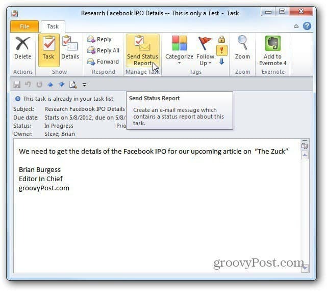 Как да присвоите задачи в Outlook 2010