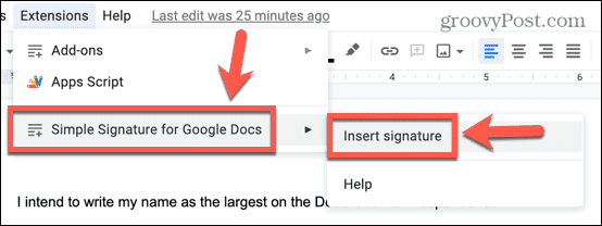 google docs вмъкване на подпис от добавка