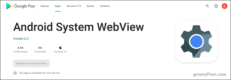 Android System WebView в Google Play Store