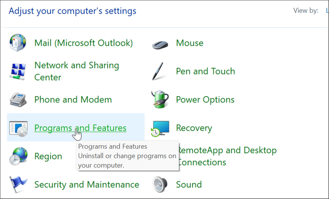 Програми и функции управляват допълнителни функции на Windows 11
