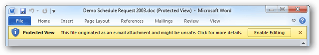 Защитен изглед на Microsoft Office