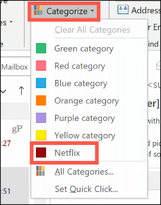 Ръчно задайте категория на цветовете в Outlook