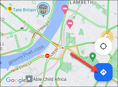 Бутон за мобилни упътвания на Google Карти