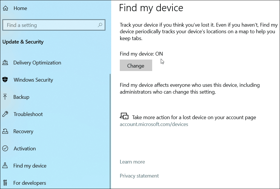 Намери моето устройство Windows 10