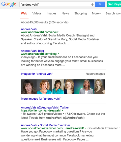 авторски страници в резултатите от търсенето с Google