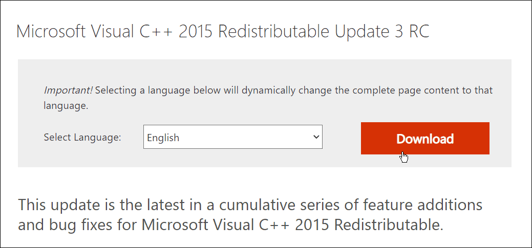 изтегляне на Microsoft Visual C++ за разпространение
