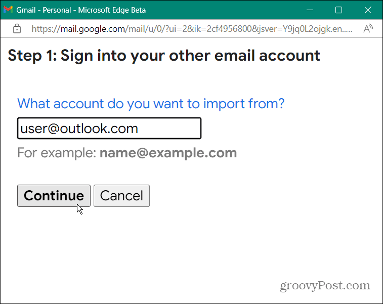 Импортирайте имейл от Outlook в Gmail